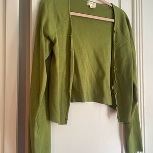 Maeve by Anthropologie Olive Green Open Cardigan LARGE
